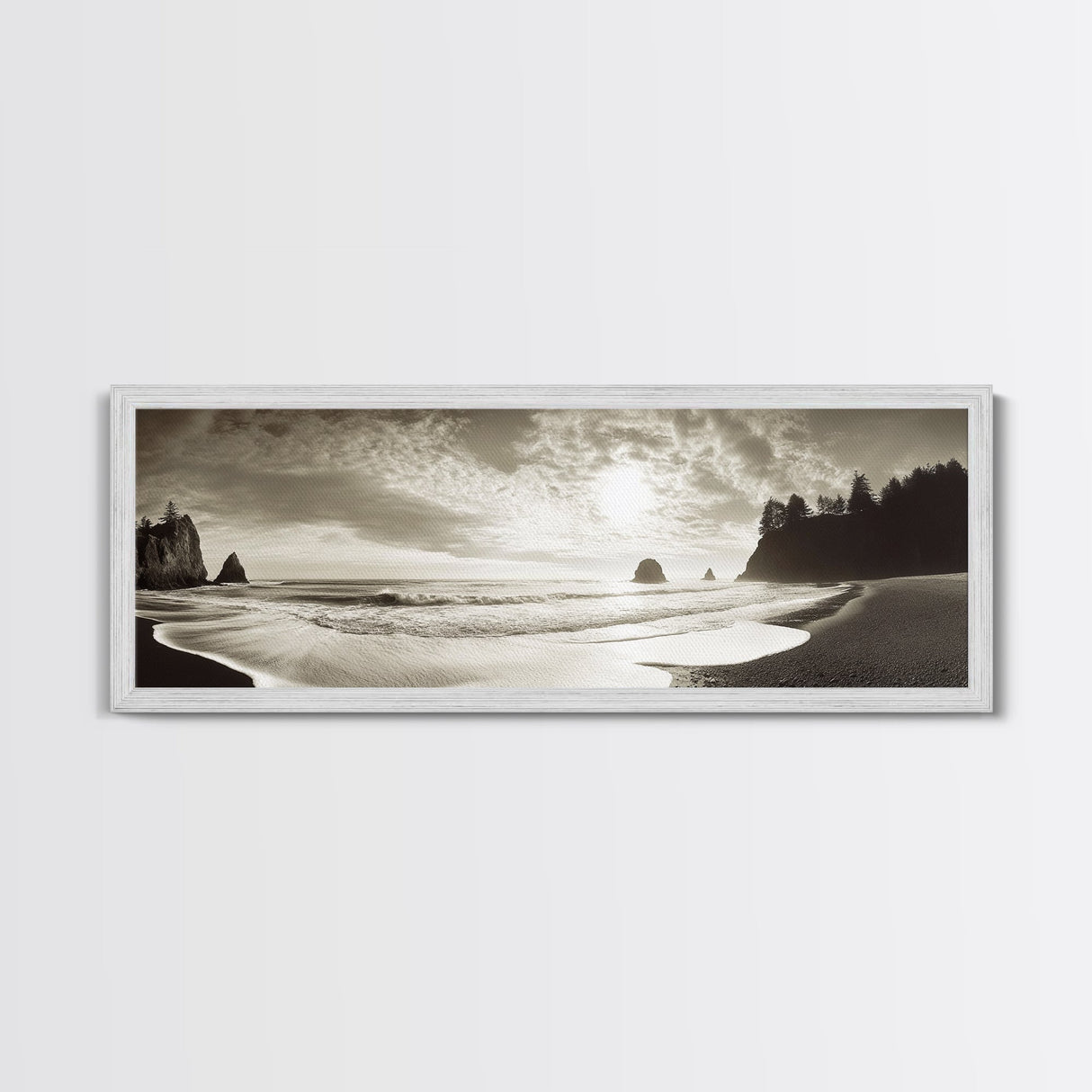 Seaside Cliff Sunset, Pacific Coast View, Canvas Print, Coastal Living Room Art, Modern Neutral Decor, Ocean Landscape Photography