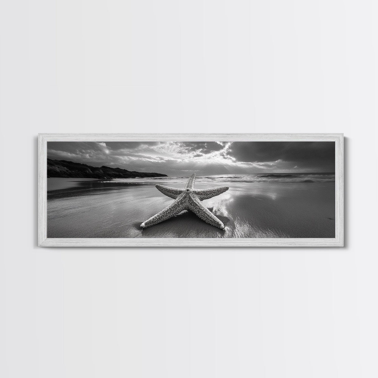 Starfish Beach, Moody Ocean, Calm Sunset, Canvas Print, coastal home decor, bathroom beach art, ocean lover gift, marine wall decor