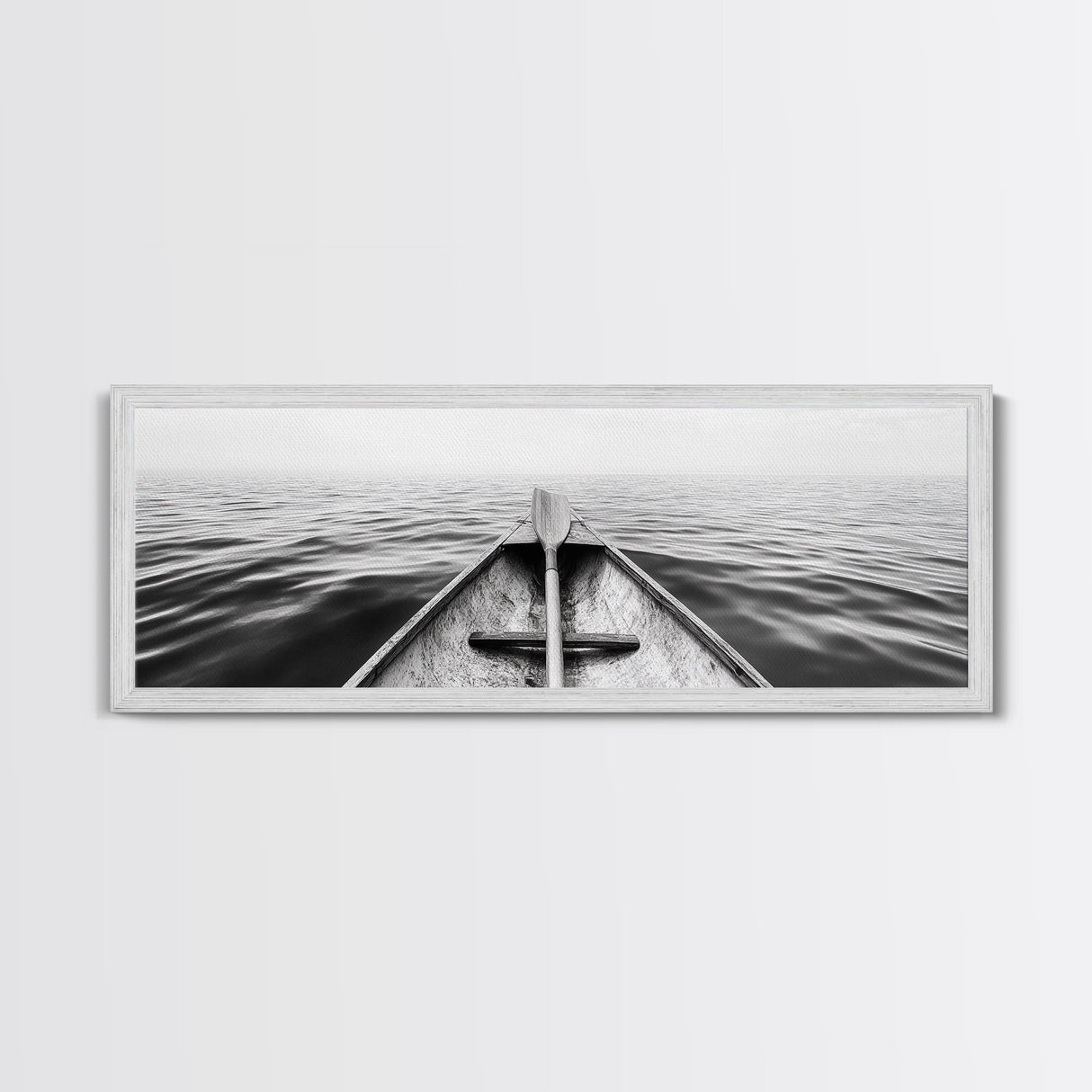 Canoe View, Open Water, Ocean Drift, Paddleboat Scene, Canvas Print, adventure wall art, rustic lake house decor, minimalist travel photo