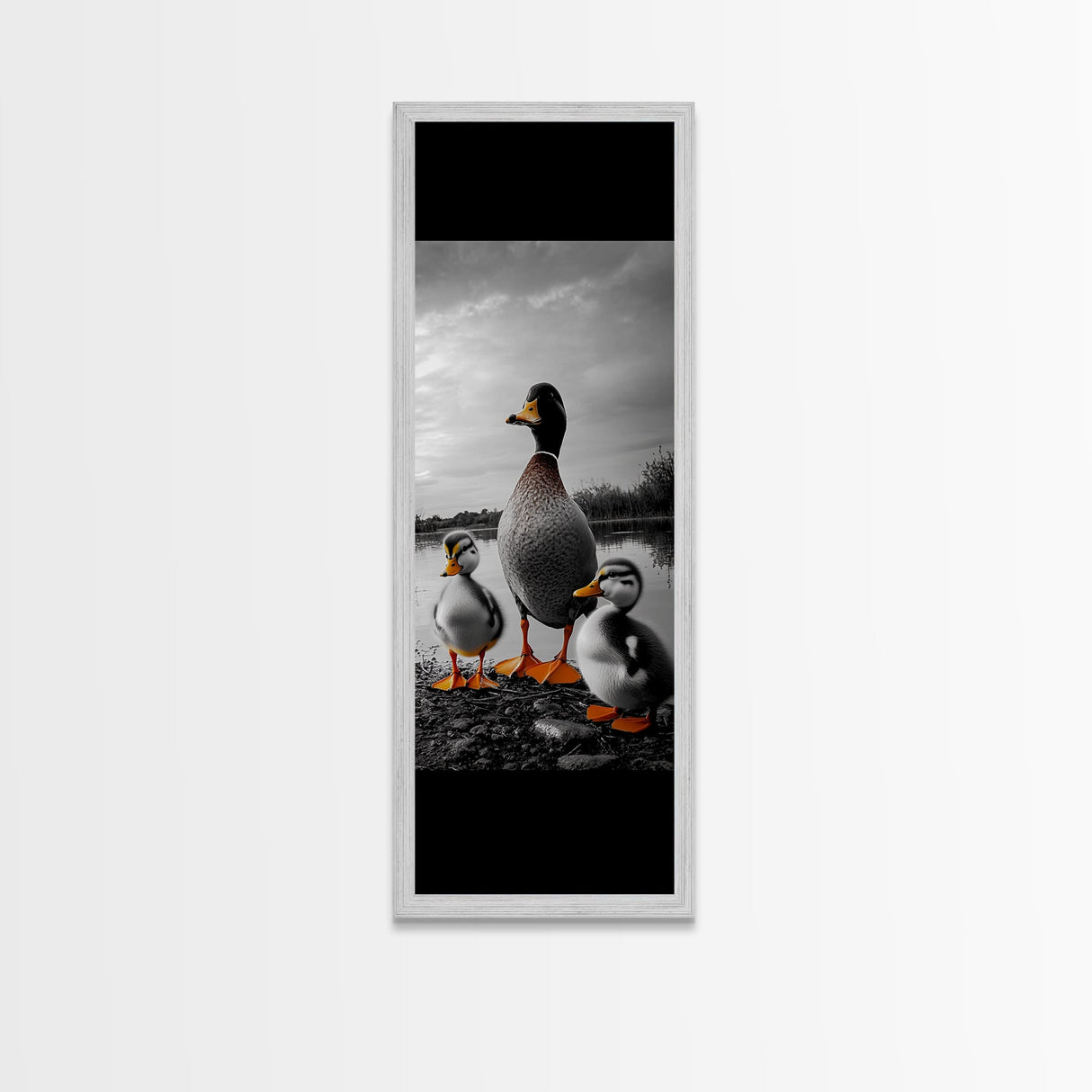 Duck Family, Lake Wildlife, Whimsical Birds, Baby Ducks, Canvas Print, Farmhouse Wall Art, Nursery Animal Decor, Playroom Country Vibes