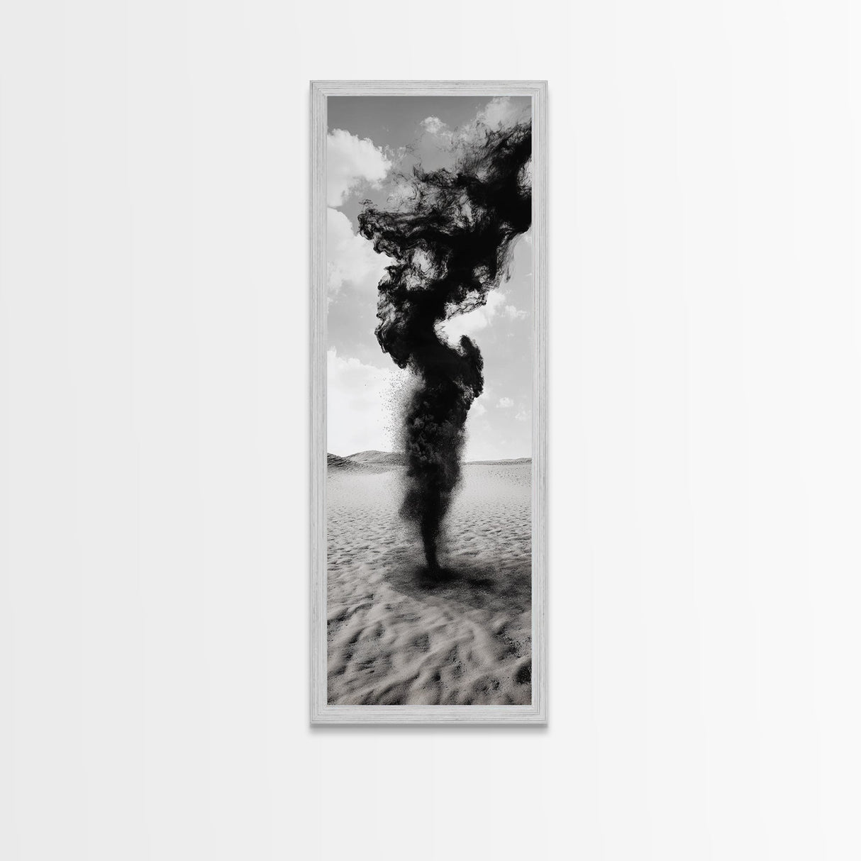 Smoke Storm, Desert Vortex, Abstract Motion, Surreal Art, Framed Canvas Print, Black and White Wall Art, Modern Office Decor, Dark Aesthetic