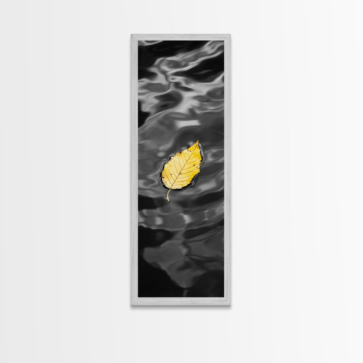 Yellow Leaf, Floating Leaf, Autumn Water Art, Nature Minimalism, Canvas Print, Zen Decor, Bathroom Wall Art, Fall Inspired Artwork