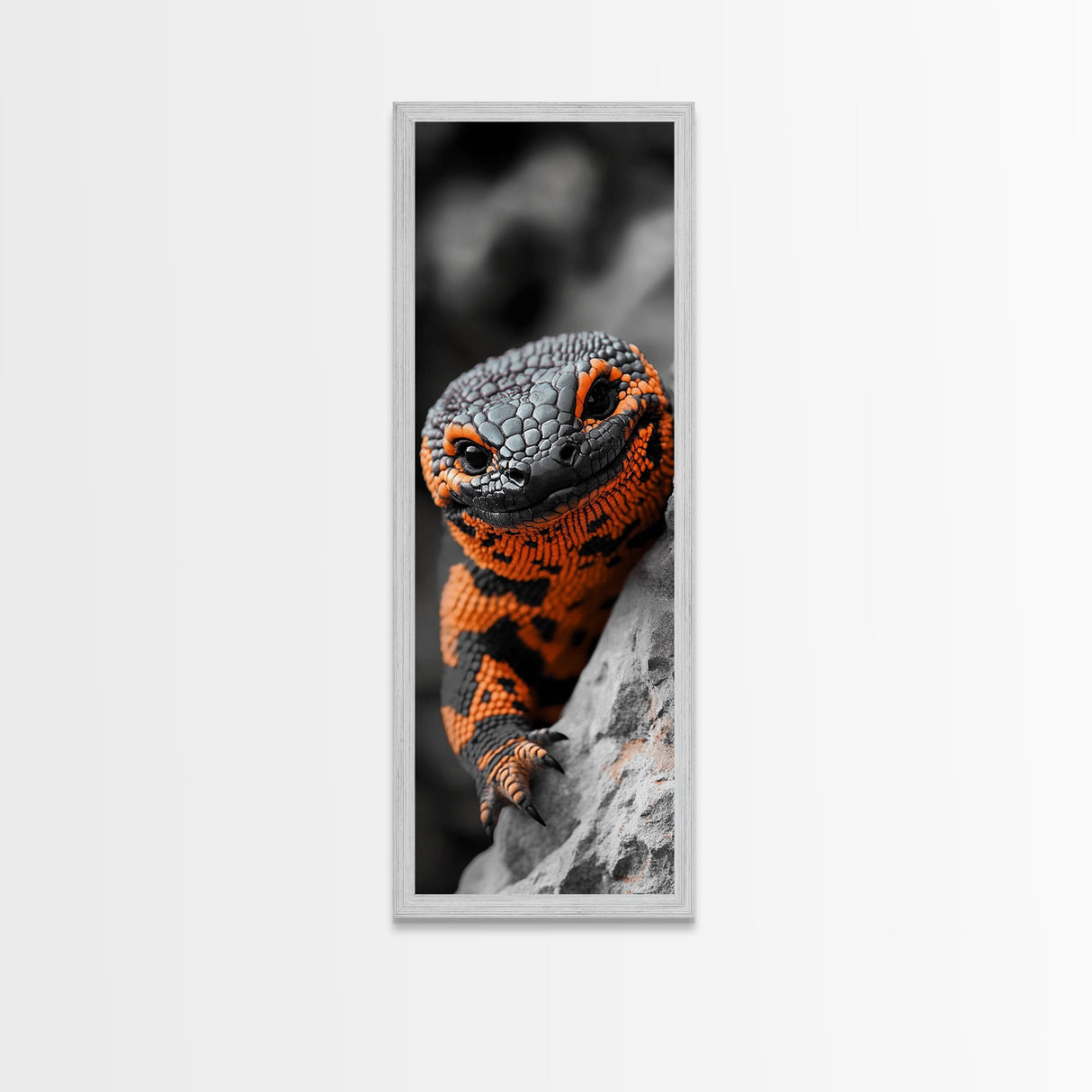 Lizard Closeup, Reptile Wall Art, Bold Colors, Nature Print, Framed Canvas Print, Animal Lover Gift, Office Wall Decor, Modern Jungle Art