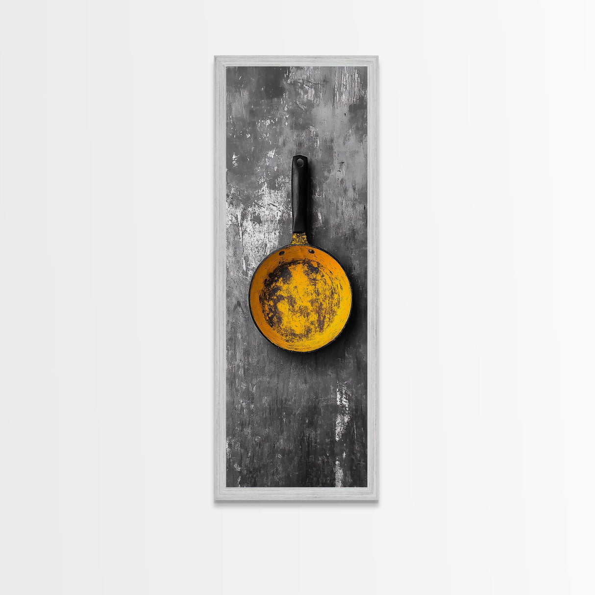 Yellow Pan, Rustic Kitchen, Bold Contrast, Culinary Wall Art, Framed Canvas Print, Industrial Decor, Chef Gift Kitchen Wall Art