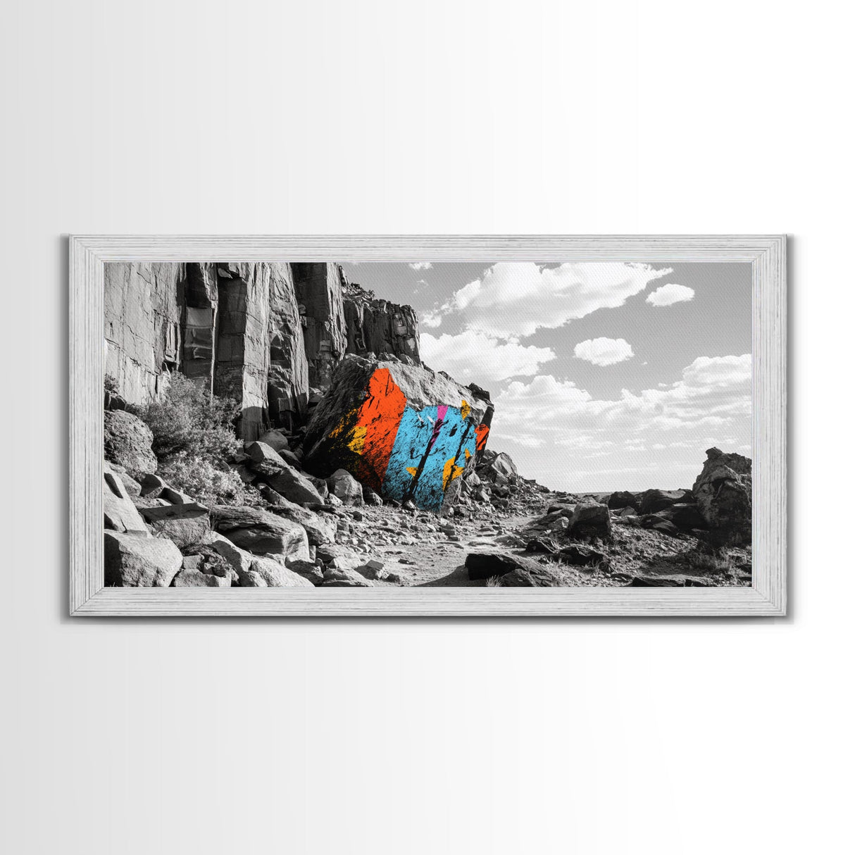 Painted Rock Trail, Vivid Canyon Colors, Framed Canvas Print, Boho Desert Art, Nature Lover Wall Decor, Adventure Vibes, Hallway Art