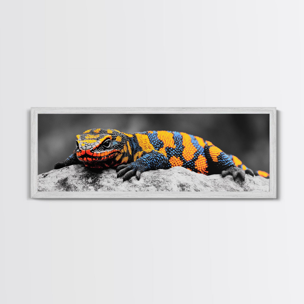 Colorful Lizard Art, Vibrant Reptile Closeup, Wildlife Macro, Canvas Print, Bold Nature Decor, Kids Room Wall Art, Bedroom Wall Art