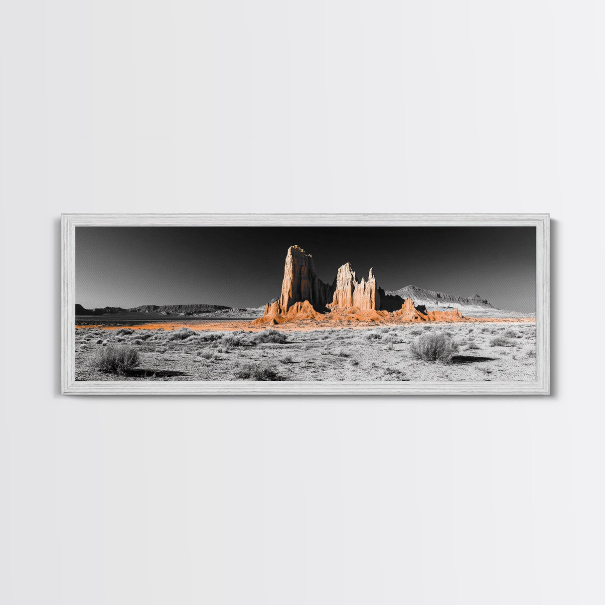 Desert Monolith Landscape, Orange Canyon Art, Southwest Nature Wall Decor, Framed Canvas Print, Rustic Home Art, Minimalist Earth Tones