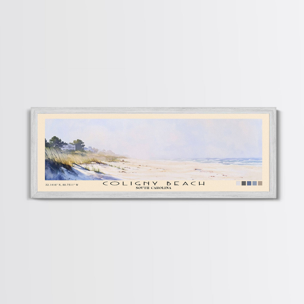 Coligny Beach, South Carolina Watercolor Print, Vacation Gift, South Carolina Wall Art, Beach Painting, Beach Decor, Large Wall Art, Wood Frame Art