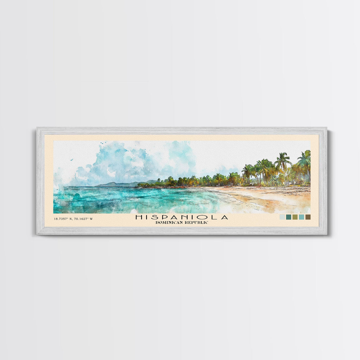 Hispaniola, Dominican Republic Watercolor Beach Print, Vacation Gift, Dominican Republic Wall Art, Beach Painting, Beach Decor, Beach Painting