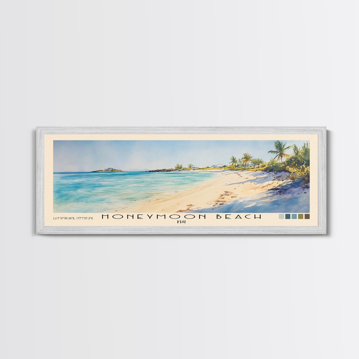 Honeymoon Beach, US Virgin islands Watercolor Beach Print, Vacation Gift, US Virgin islands Wall Art, Framed Canvas Print, Framed Beach Painting