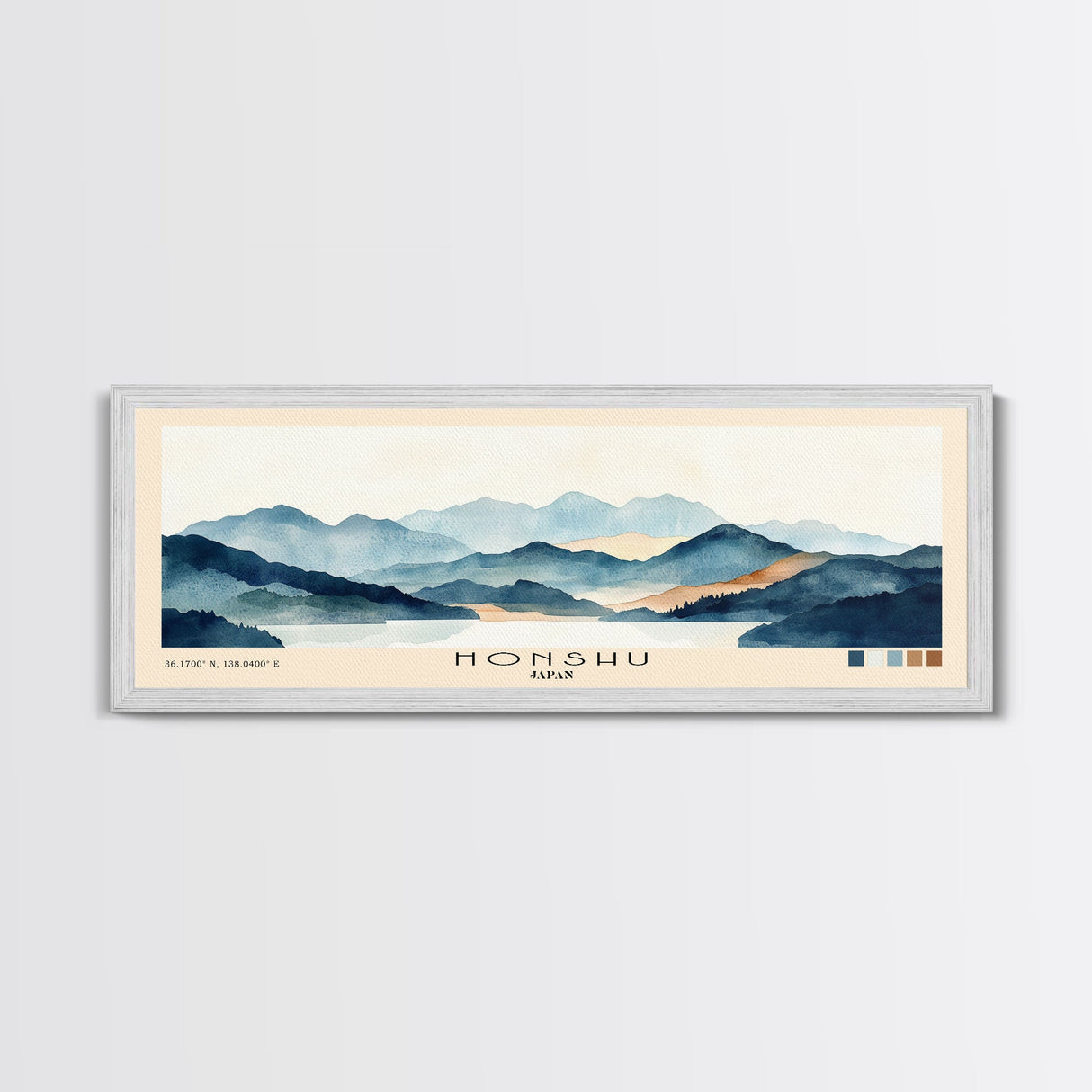 Honshu, Japan Watercolor Print, Vacation Gift, Japan Wall Art, Beach Painting, Beach Decor, Large Wall Art, Wood Frame Art