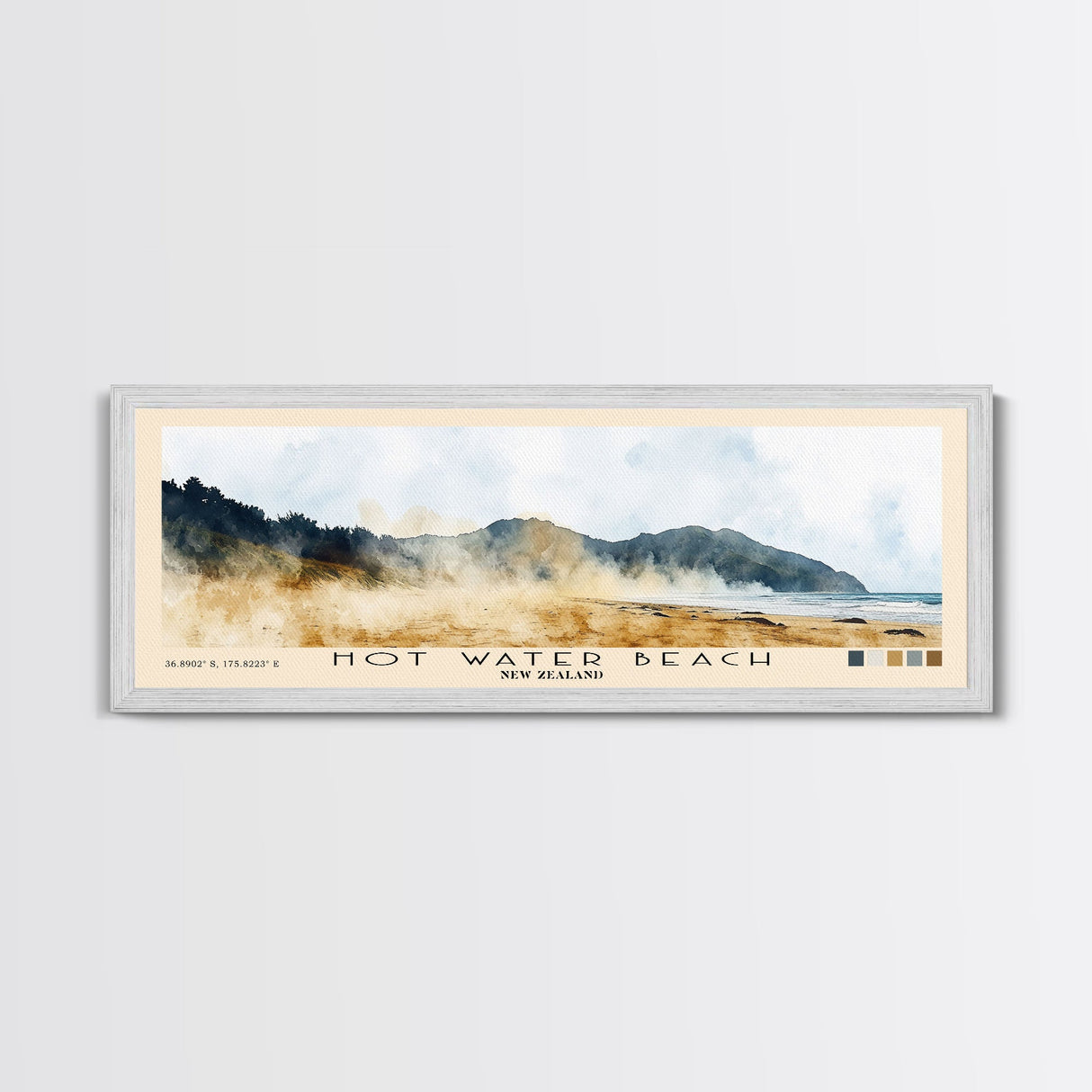 Hot Water Beach, New Zealand Watercolor Beach Print, Vacation Gift, New Zealand Wall Art, Beach Painting, Beach Decor, Beach Painting