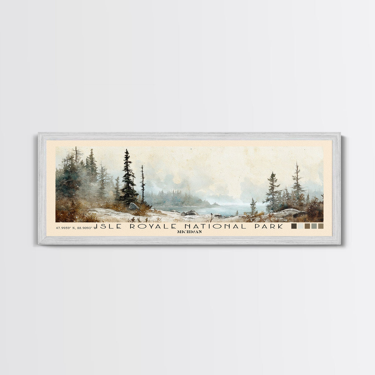 Isle Royale National Park, Michigan Watercolor Print, Vacation Gift, Michigan Wall Art, Beach Painting, Beach Decor, Large Wall Art, Wood Frame Art