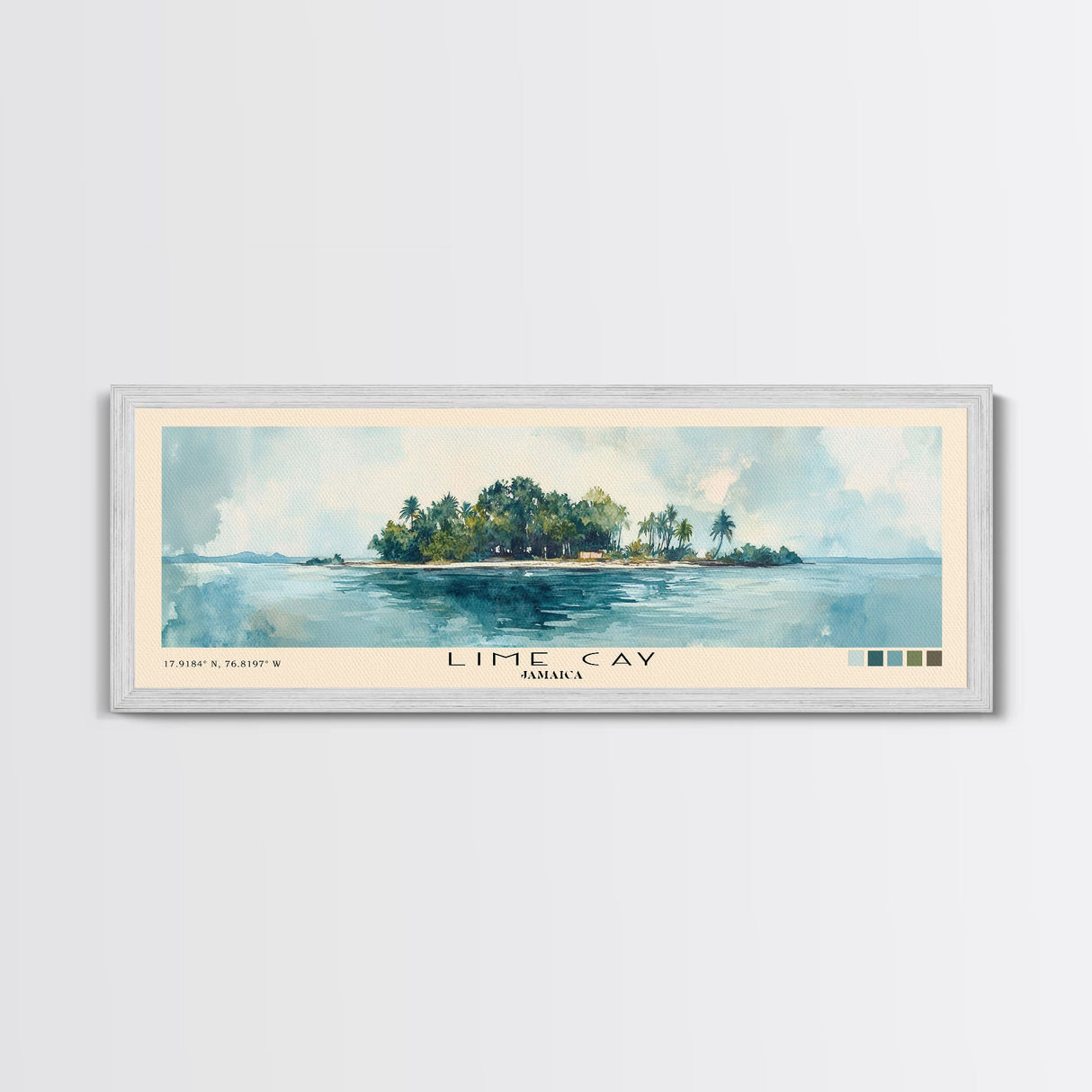 Lime Cay, Jamaica Watercolor Print, Vacation Gift, Jamaica Wall Art, Beach Painting, Beach Decor, Large Wall Art, Wood Frame Art