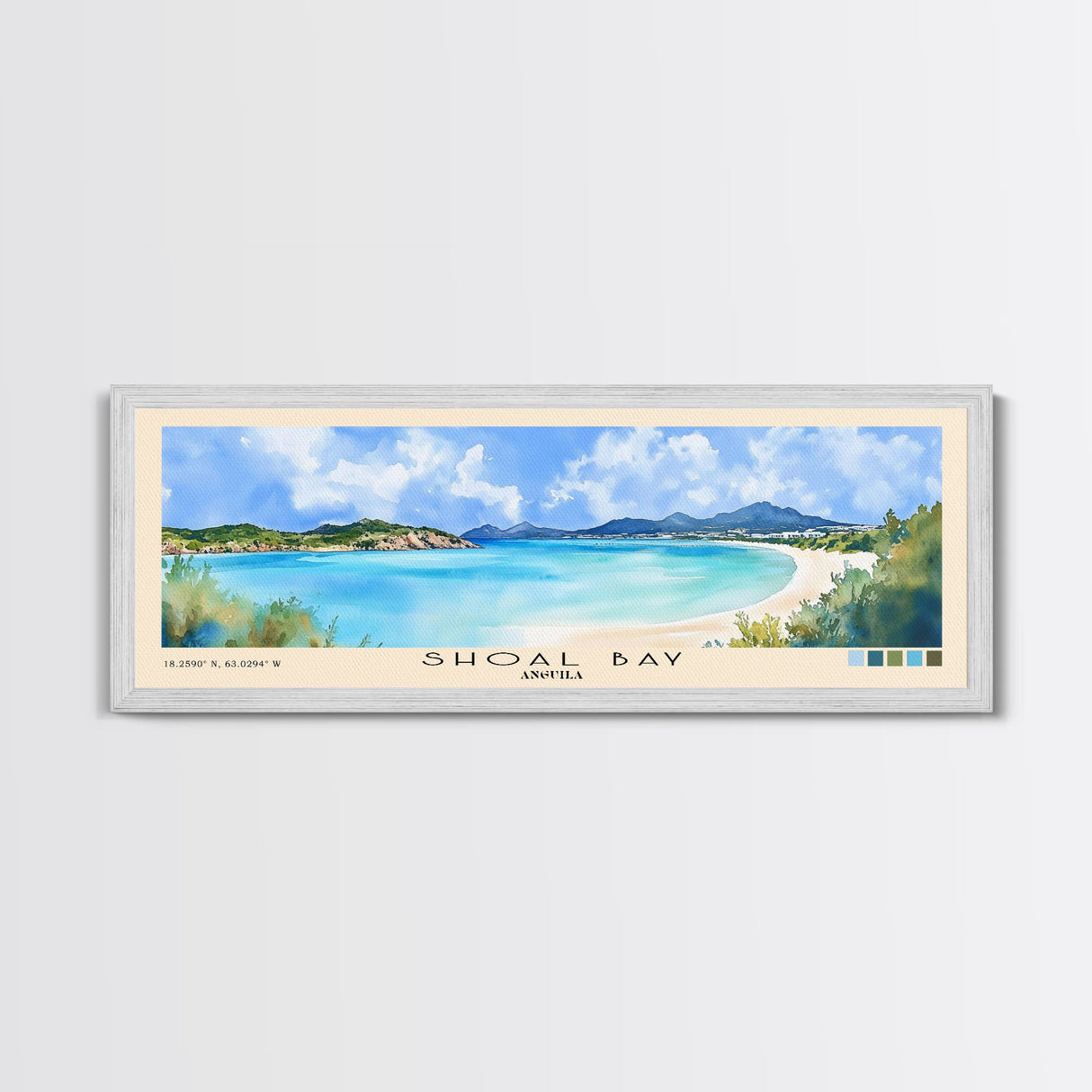 Shoal Bay, Anguila Watercolor Beach Print, Vacation Gift, Anguila Wall Art, Beach Painting, Beach Decor, Beach Painting