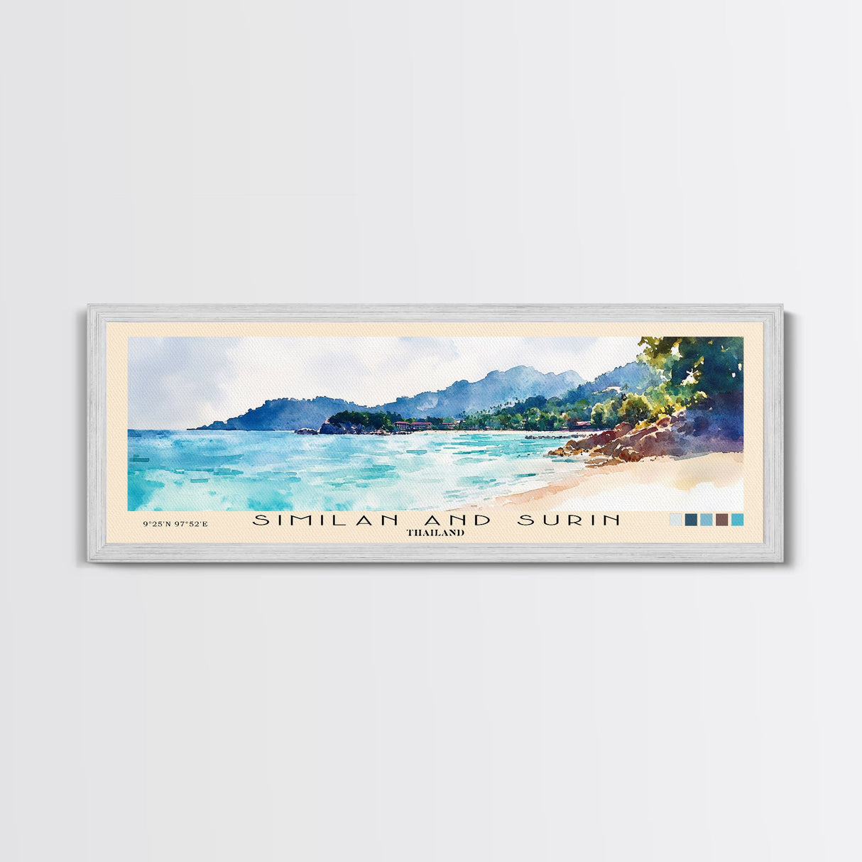 Similan and Surin, Thailand Watercolor Beach Print, Vacation Gift, Thailand Wall Art, Beach Painting, Beach Decor, Beach Painting