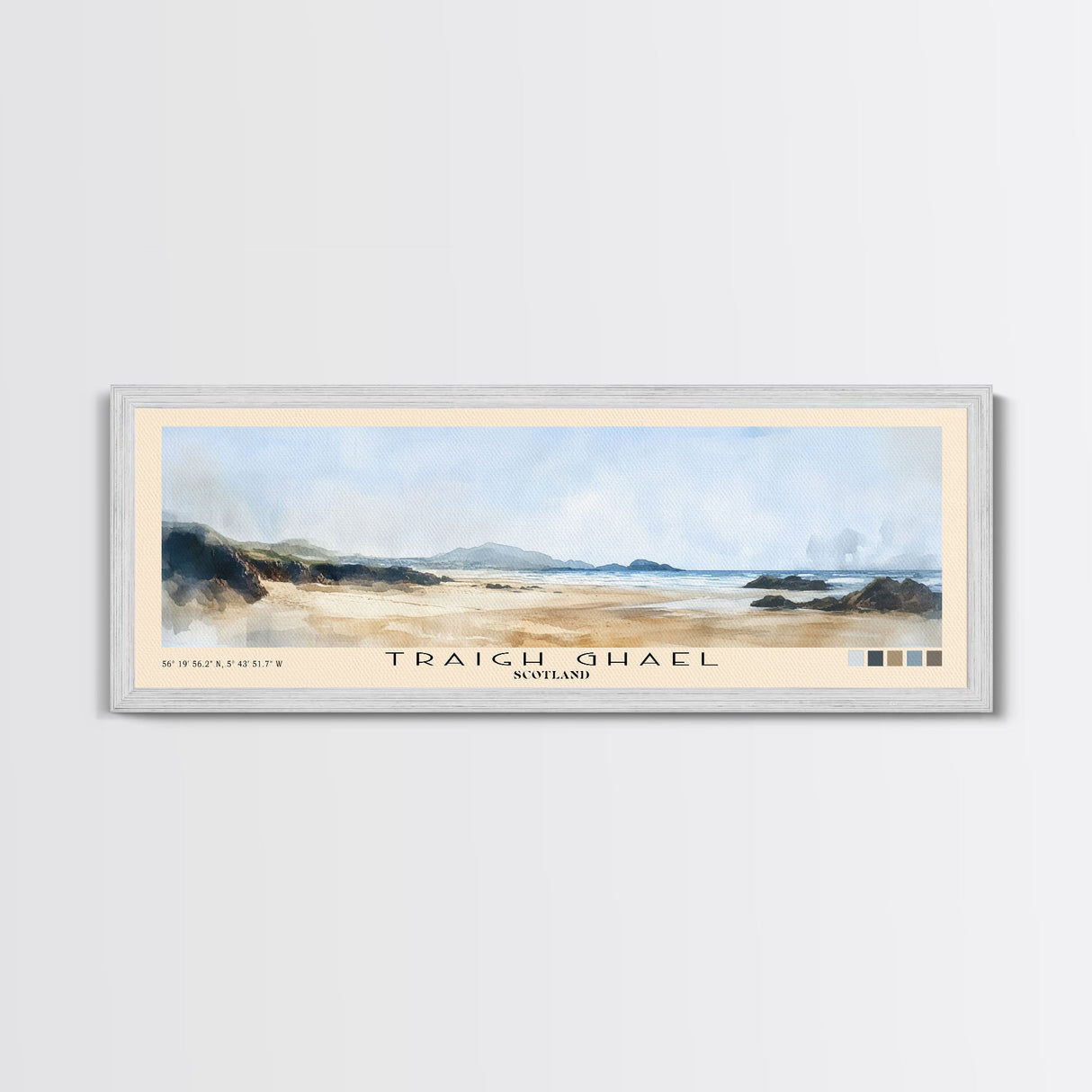 Traigh Ghael, Scotland Watercolor Print, Vacation Gift, Scotland Wall Art, Beach Painting, Beach Decor, Large Wall Art, Wood Frame Art