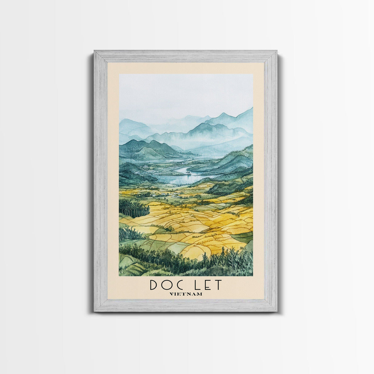 Doc Let, Vietnam Watercolor Print, Vacation Gift, Vietnam Wall Art, Beach Painting, Beach Decor, Large Wall Art, Wood Frame Art