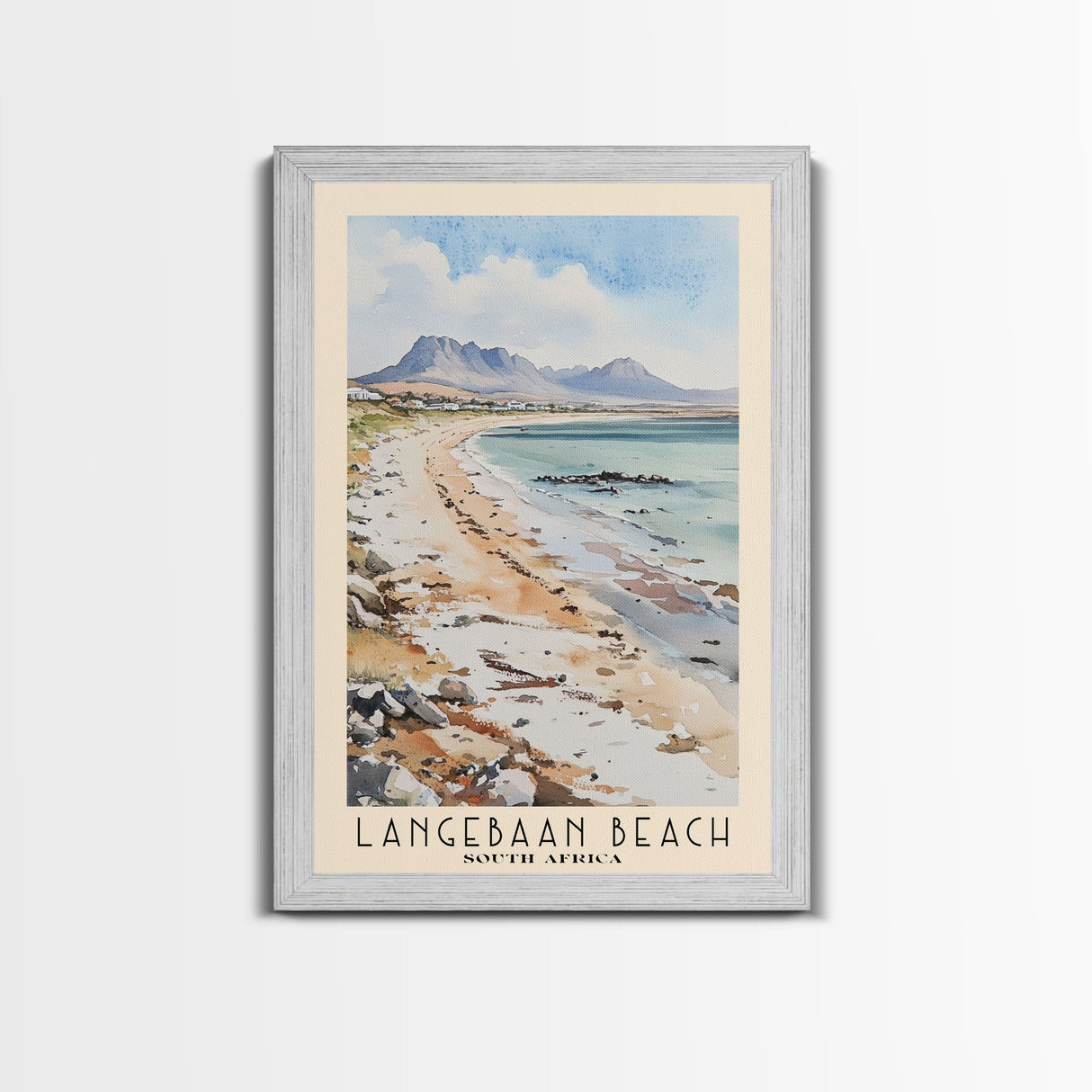 Langebaan Beach, South Africa Watercolor Print, Vacation Gift, South Africa Wall Art, Beach Painting, Beach Decor, Large Wall Art, Wood Frame Art