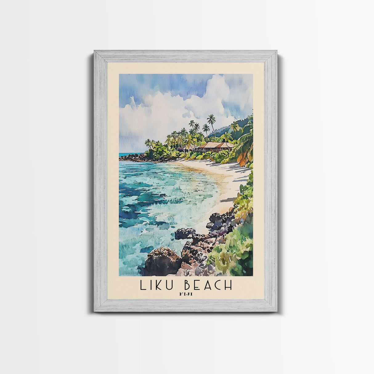 Liku Beach, Fiji Watercolor Print, Vacation Gift, Fiji Wall Art, Beach Painting, Beach Decor, Beach Or Lakehouse Art