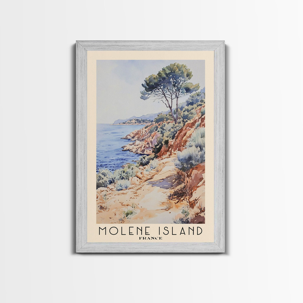 Molene Island, France Watercolor Print, Vacation Gift, France Wall Art, Beach Painting, Beach Decor, Large Wall Art, Wood Frame Art