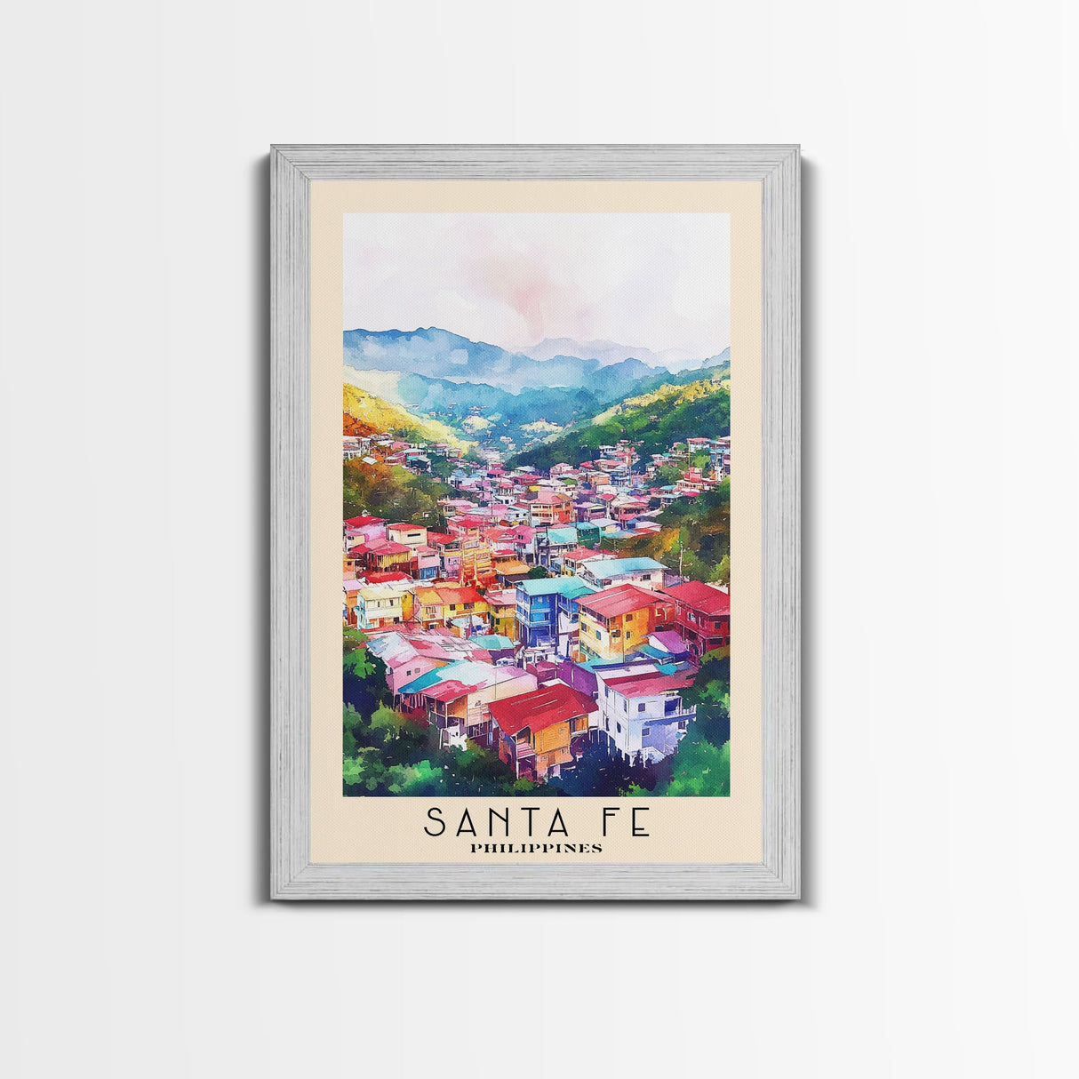 Santa Fe, Philippines Watercolor Beach Print, Vacation Gift, Philippines Wall Art, Beach Painting, Beach Decor, Beach Painting