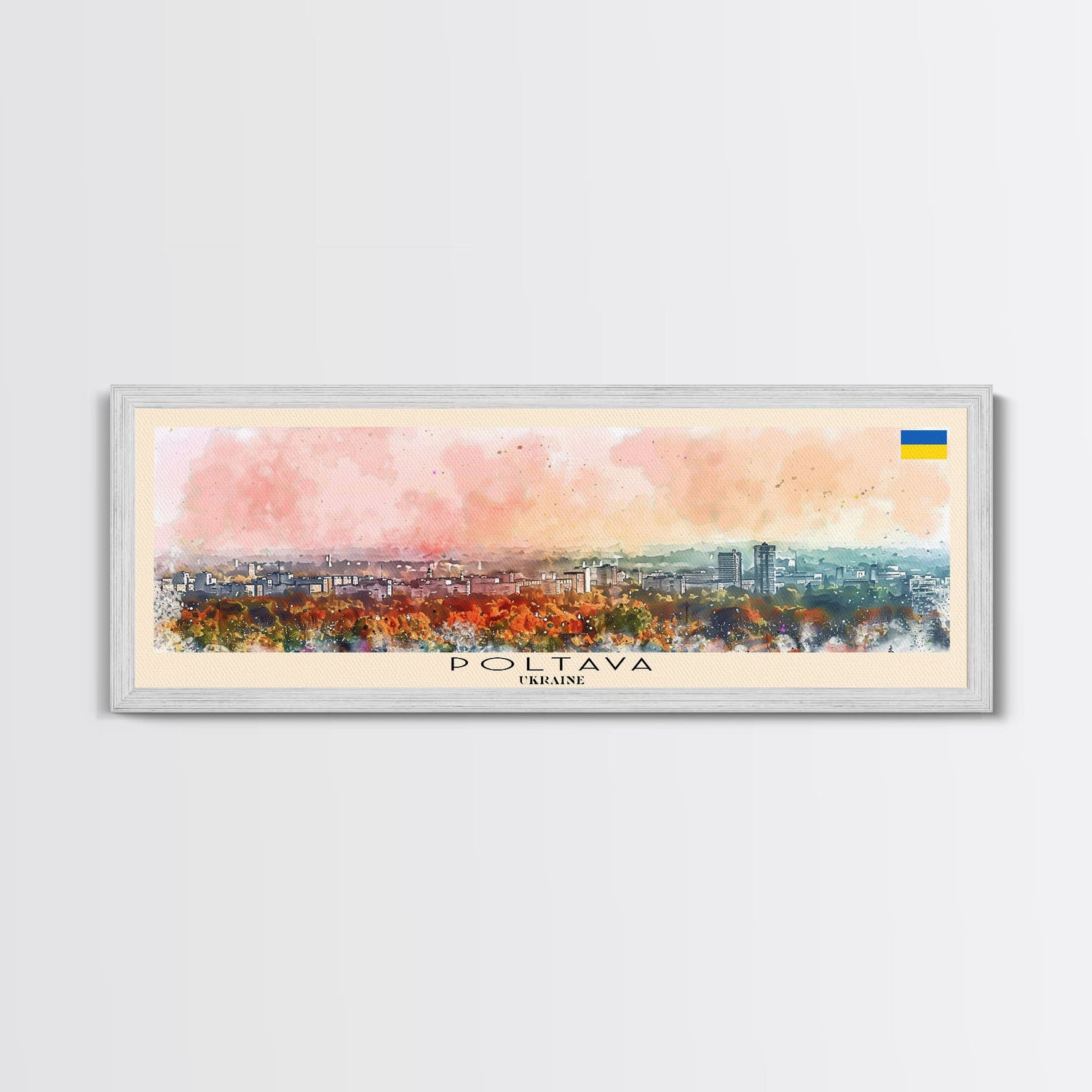 Poltava Ukraine Wall Art, Panoramic Travel Poster, Panoramic Framed Canvas Print, City Wall Art, Wall Hanging Home Decor, Travel Art