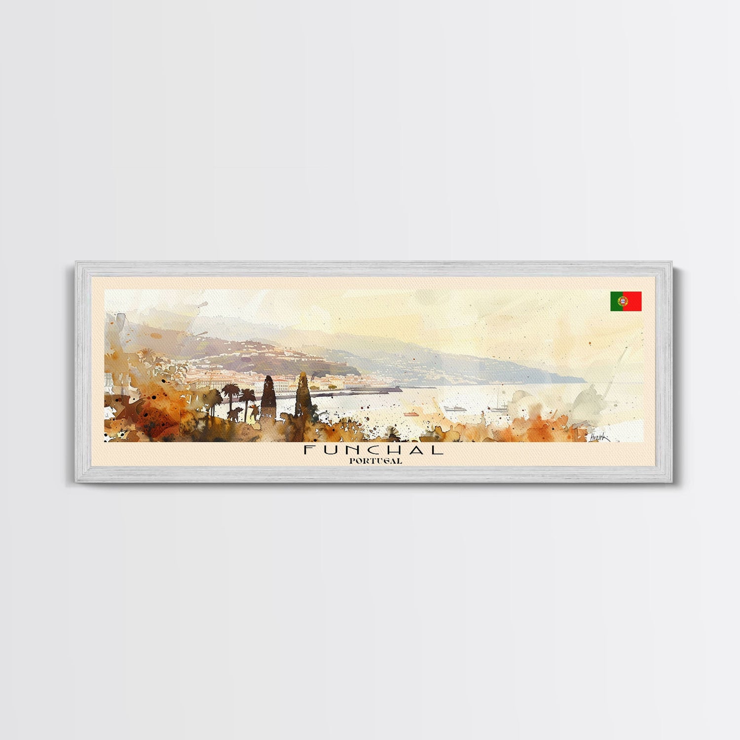 Funchal Portugal Travel Print Wall Art, Panoramic City Art, Travel Art, Wall Decor, Vacation Gift, Framed Canvas Print Or Metal Art