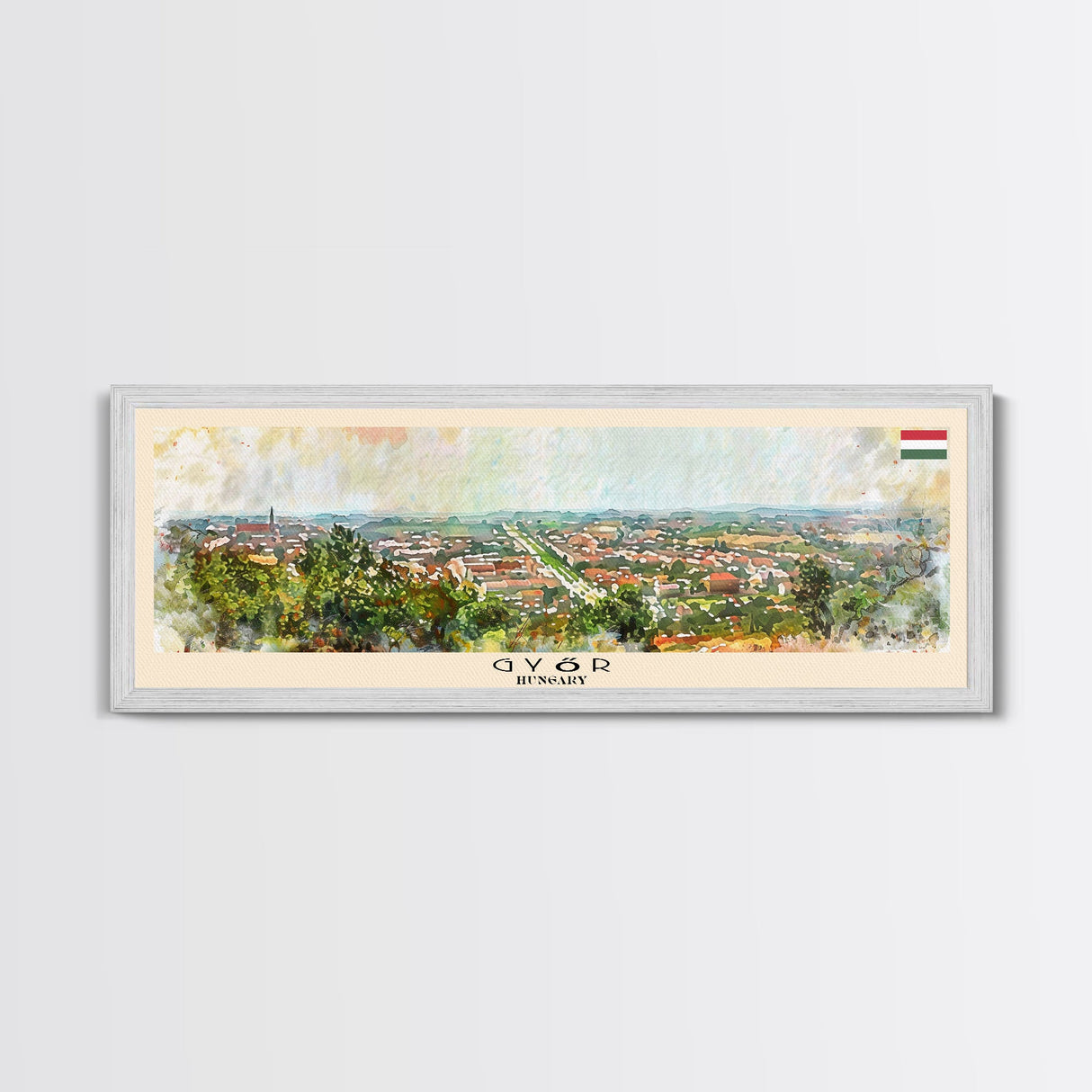 Gyor Hungary Wall Art, Panoramic Travel Poster, Panoramic Framed Canvas Print, City Wall Art, Wall Hanging Home Decor, Travel Art