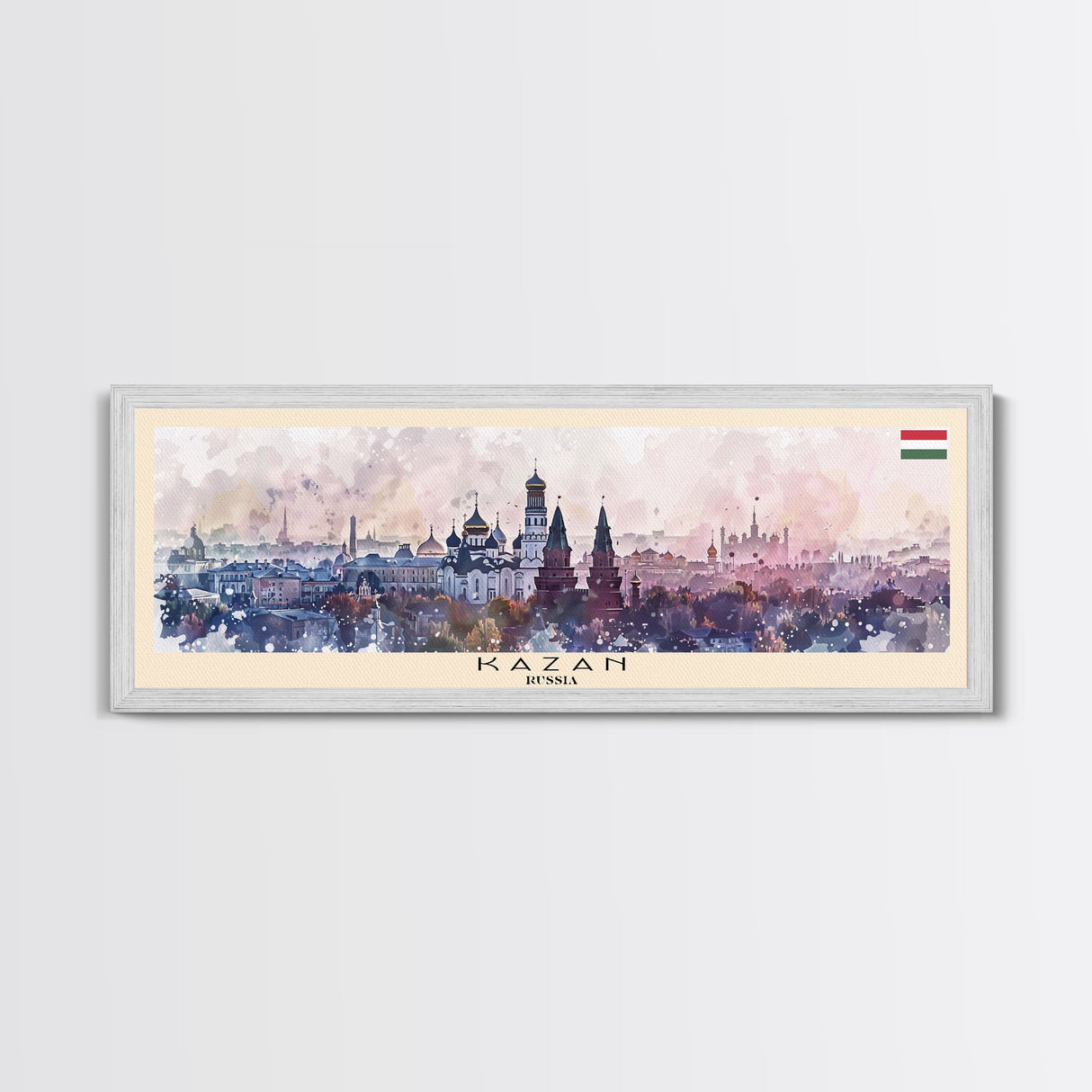 Kazan Russia Panoramic Travel Poster, Framed Canvas Print or Metal Wall Art, Travel Art, Home Decor, Panoramic Painting, Midcentury Art