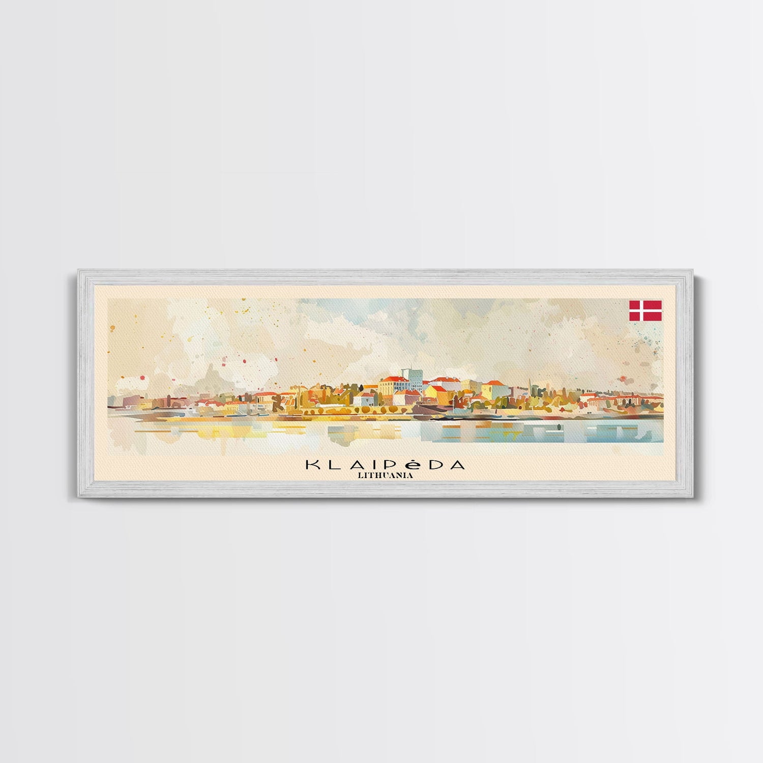 Klaipda Lithuania Wall Art, Panoramic Travel Poster, Panoramic Framed Canvas Print, City Wall Art, Wall Hanging Home Decor, Travel Art