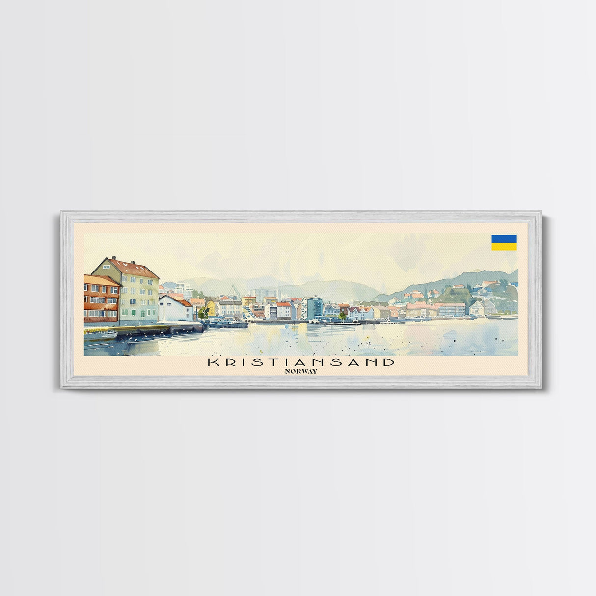 Kristiansand Norway Wall Art, Panoramic Travel Poster, Panoramic Framed Canvas Print, City Wall Art, Wall Hanging Home Decor, Travel Art