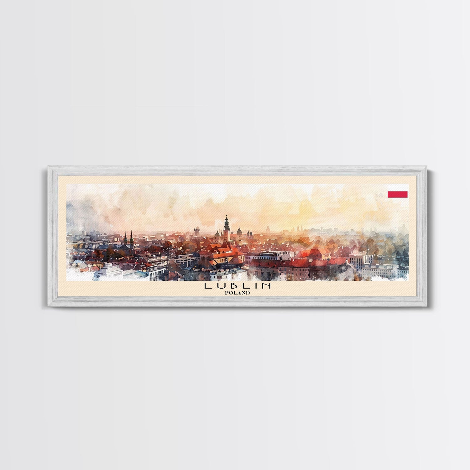 Lublin Poland Travel Print Wall Art, Panoramic City Art, Travel Art, Wall Decor, Vacation Gift, Framed Canvas Print Or Metal Art