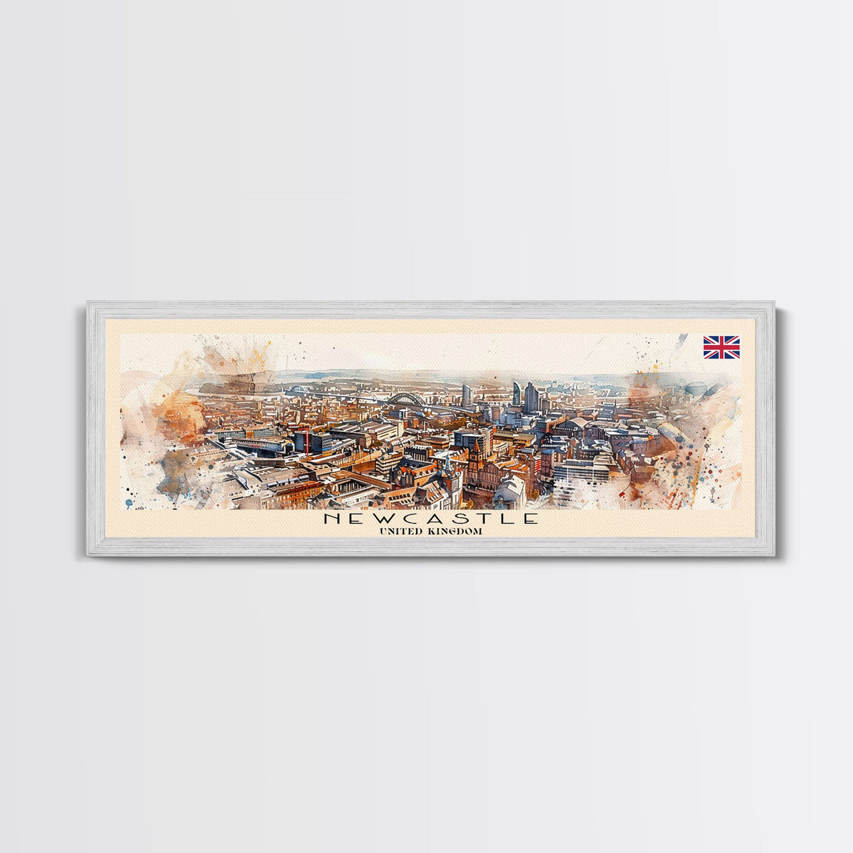 Newcastle United Kingdom Wall Art, Panoramic Travel Poster, Panoramic Framed Canvas Print, City Wall Art, Wall Hanging Home Decor, Travel Art