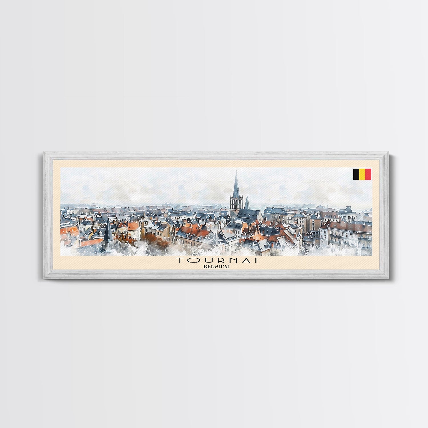 Tournai Belgium Travel Print Wall Art, Panoramic City Art, Travel Art, Wall Decor, Vacation Gift, Framed Canvas Print Or Metal Art