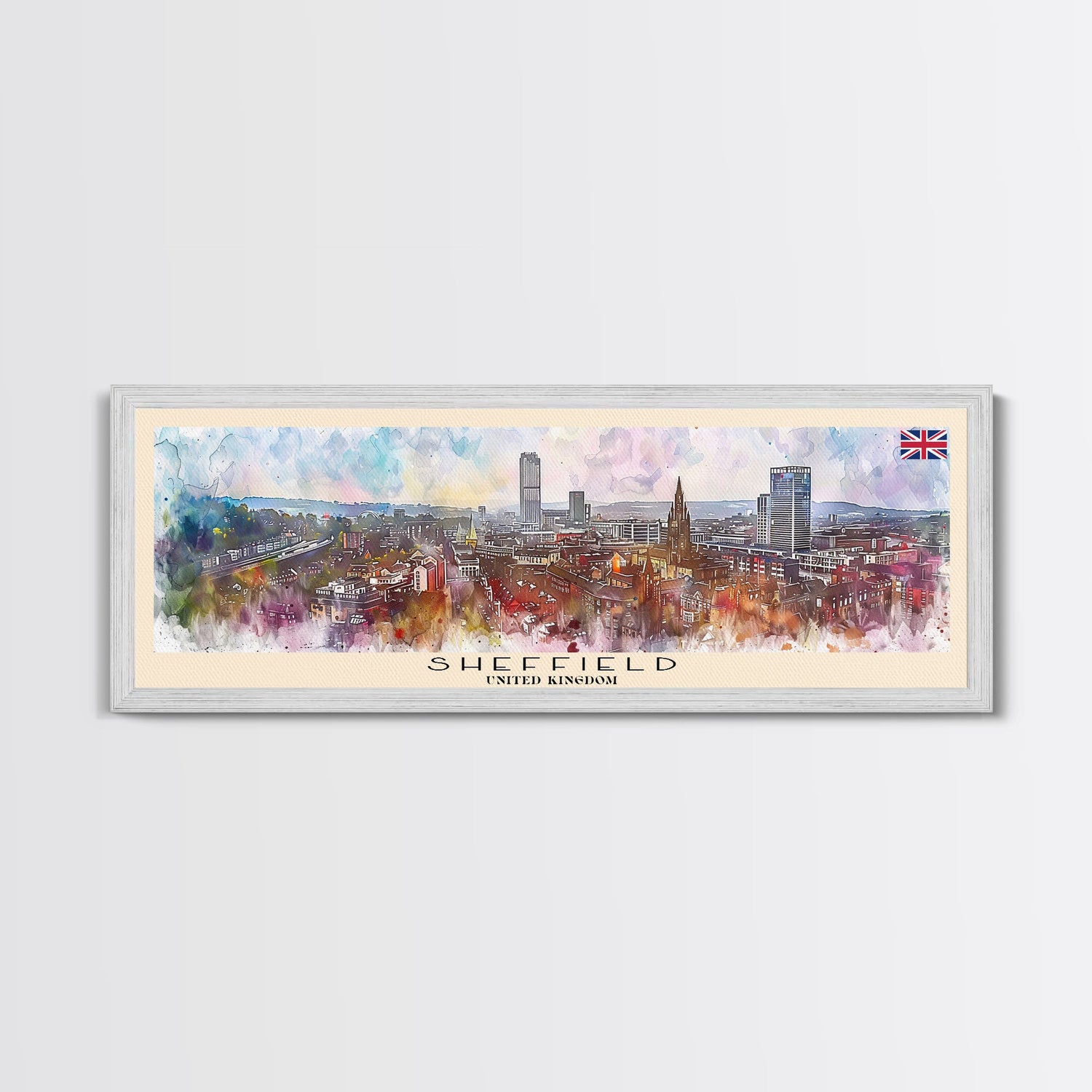Sheffield United Kingdom Wall Art, Panoramic Travel Poster, Panoramic Framed Canvas Print, City Wall Art, Wall Hanging Home Decor, Travel Art