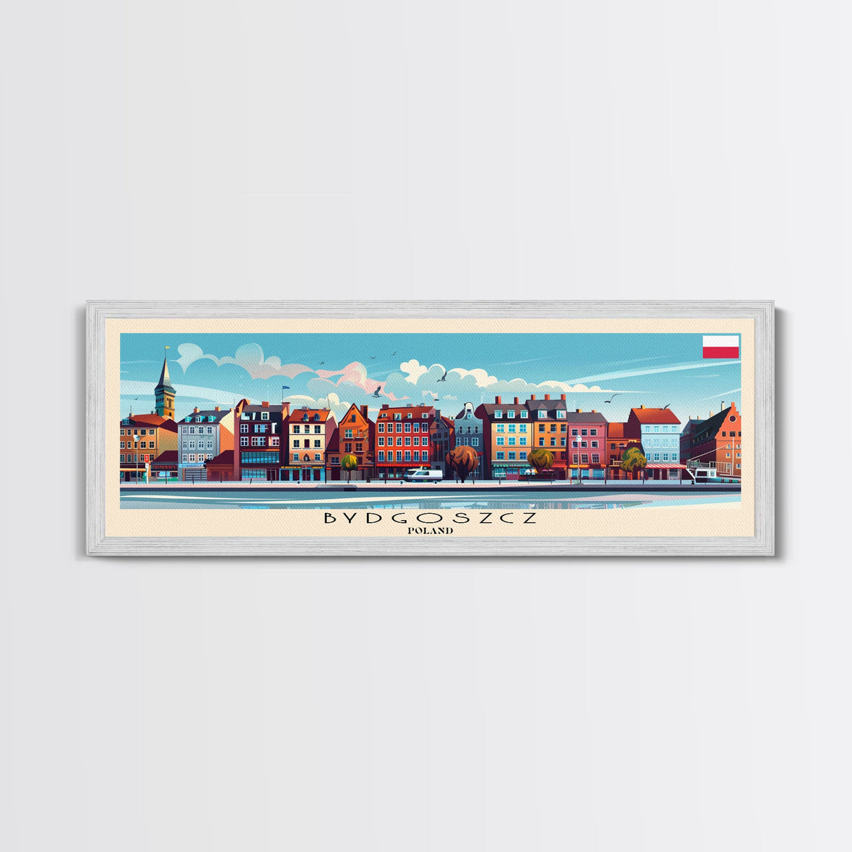 Bydgoszcz Poland Travel Art, City Art, Framed Canvas Print or Metal Wall Art, Europe Travel Poster, Panoramic Wall Art, Extra Wide Wall Art
