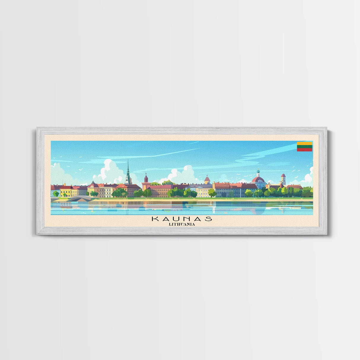 Kaunas Lithuania Travel Print Wall Art, Panoramic City Art, Travel Art, Wall Decor, Vacation Gift, Framed Canvas Print Or Metal Art