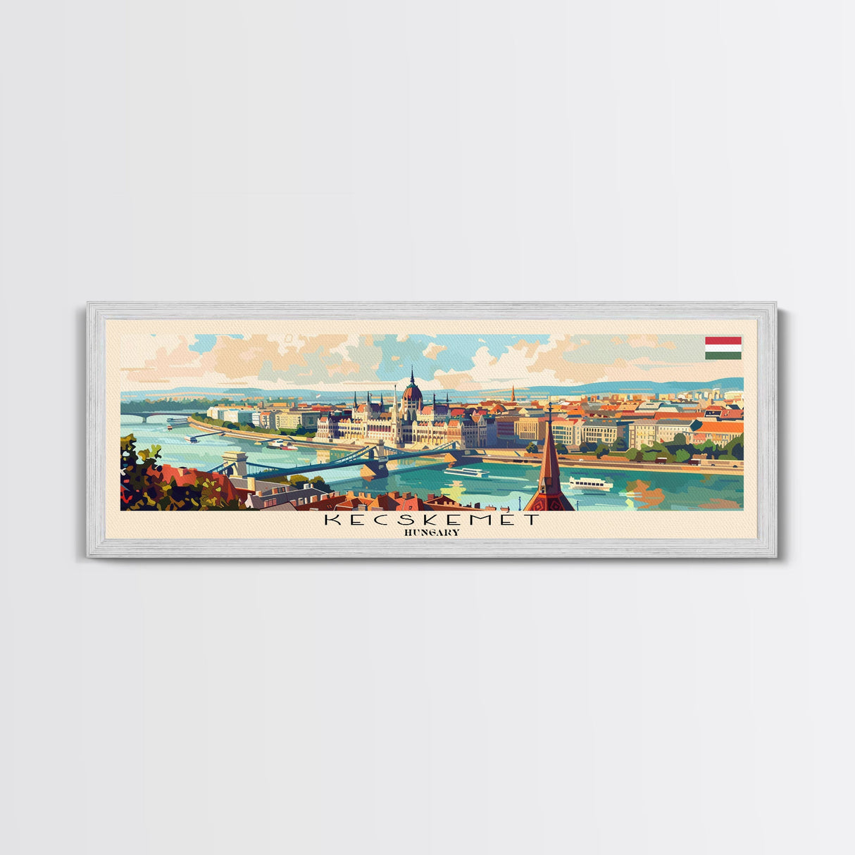 Kecskemet Hungary Wall Art, Panoramic Travel Poster, Panoramic Framed Canvas Print, City Wall Art, Wall Hanging Home Decor, Travel Art