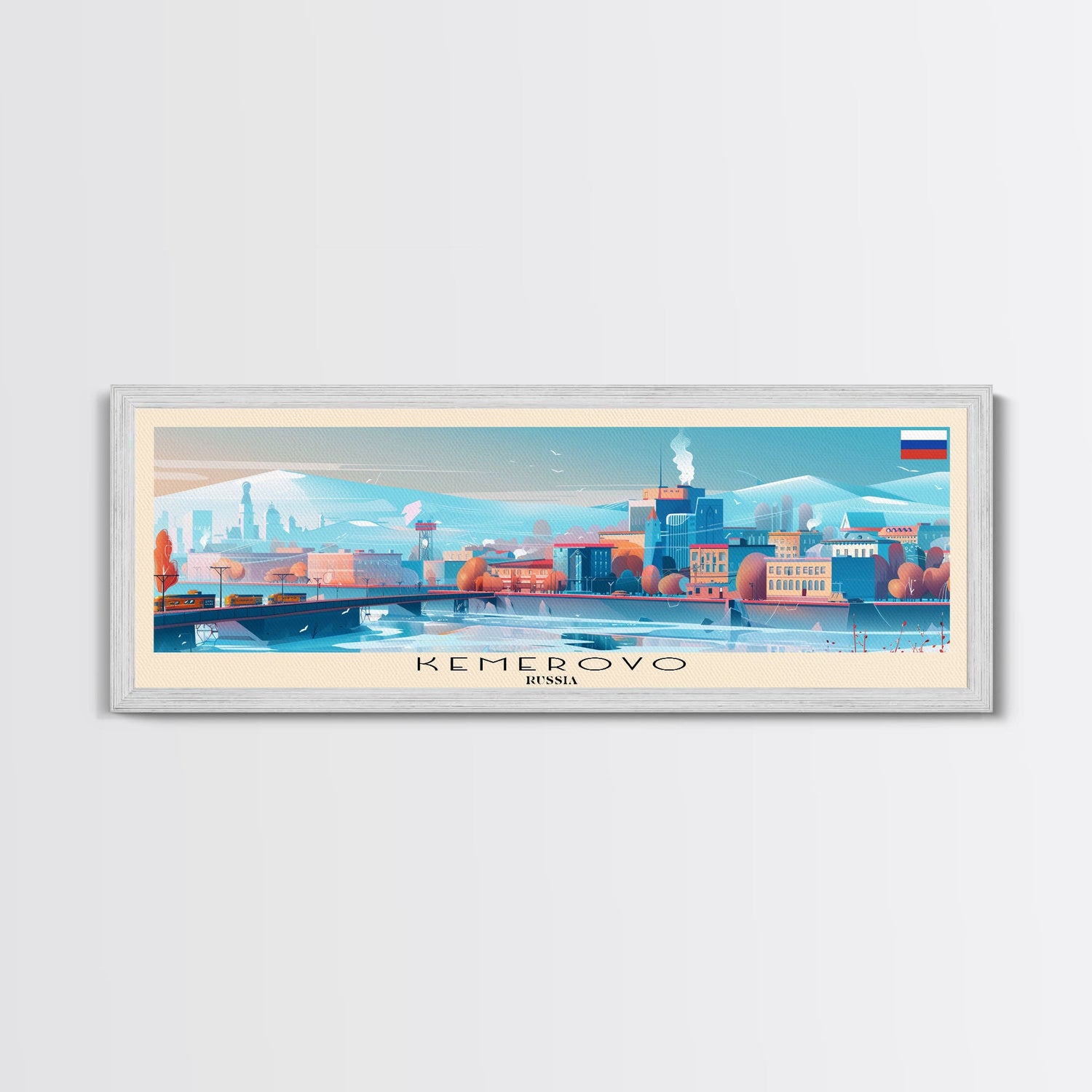 Kemerovo Russia Travel Print Wall Art, Panoramic City Art, Travel Art, Wall Decor, Vacation Gift, Framed Canvas Print Or Metal Art