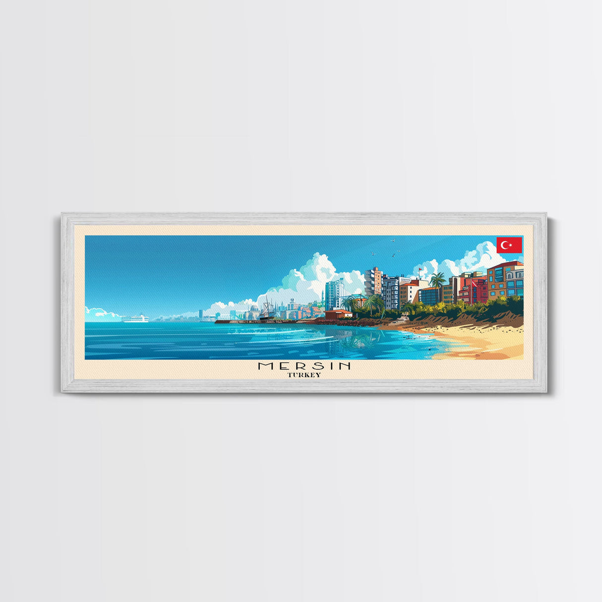 Mersin Turkey Wall Art, Panoramic Travel Poster, Panoramic Framed Canvas Print, City Wall Art, Wall Hanging Home Decor, Travel Art