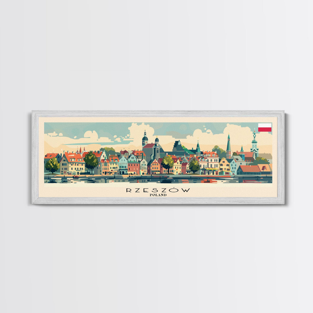 Rzeszow Poland Wall Art, Panoramic Travel Poster, Panoramic Framed Canvas Print, City Wall Art, Wall Hanging Home Decor, Travel Art