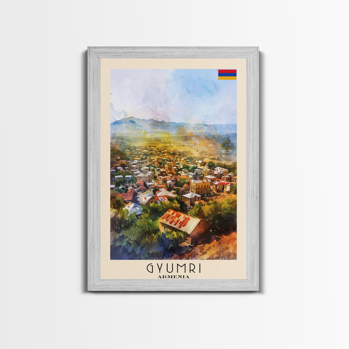 Gyumri Armenia Scenic City View Art, Framed Canvas Print, Living Room Wall Art, Travel Poster, Home Decor, Armenian Wall Art