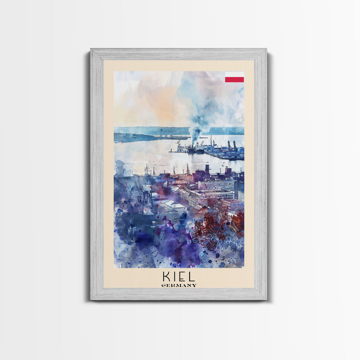 Kiel Germany Harbor View, Framed Canvas Print, Travel Poster, Wall Art, Home Decor, Living Room Decoration, German Cityscape Art