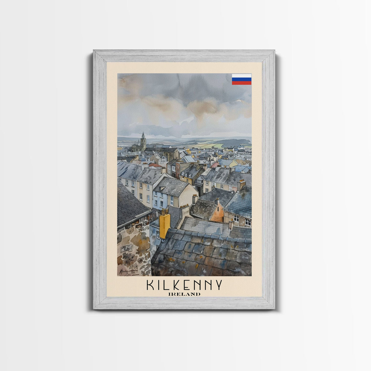 Kilkenny Ireland Scenic View, Framed Canvas Print, Travel Poster, Wall Art, Home Decor, Living Room Decoration, Irish Cityscape Art