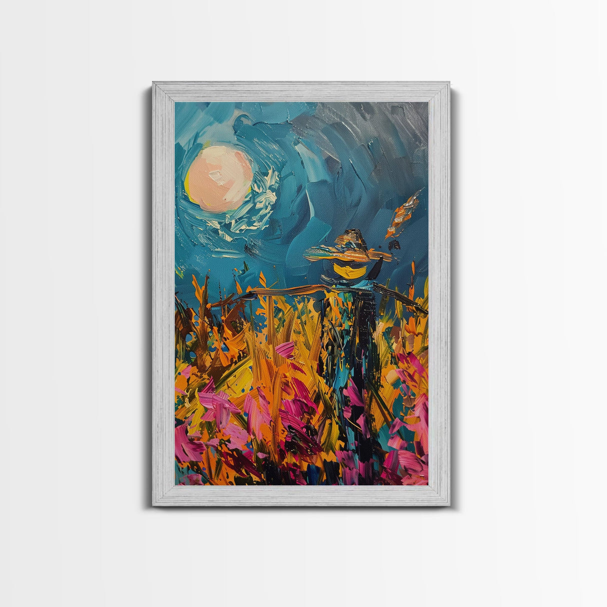 Halloween Ghostly Specter in Enchanted Forest Framed Canvas Print, Spooky Wall Art, Home Decor, Witch's Lair, Gift Idea, Midnight Haunt