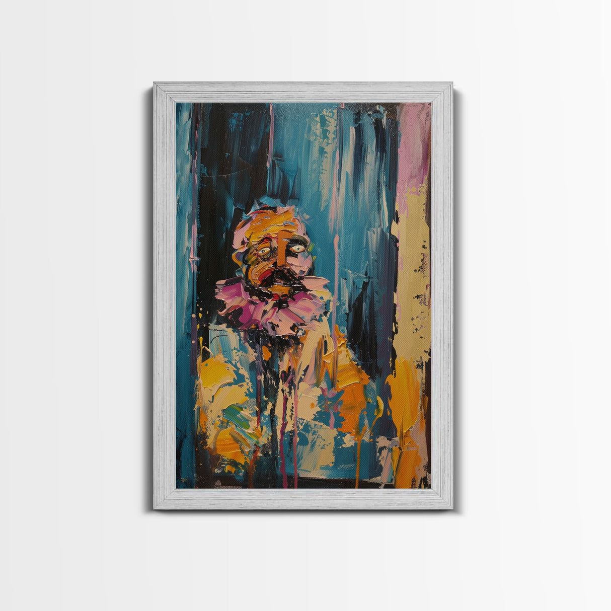 Halloween Ghost with Apple, Framed Canvas Print, Wall Art, Spooky Decor, Halloween Decoration, Living Room Art, Unique Gift