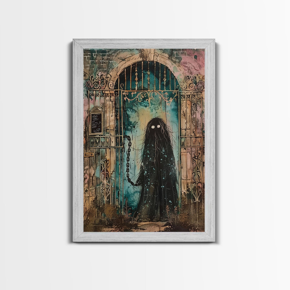 Halloween Creepy Doll, Framed Canvas Print, Wall Art, Spooky Decor, Halloween Decoration, Living Room Art, Unique Gift