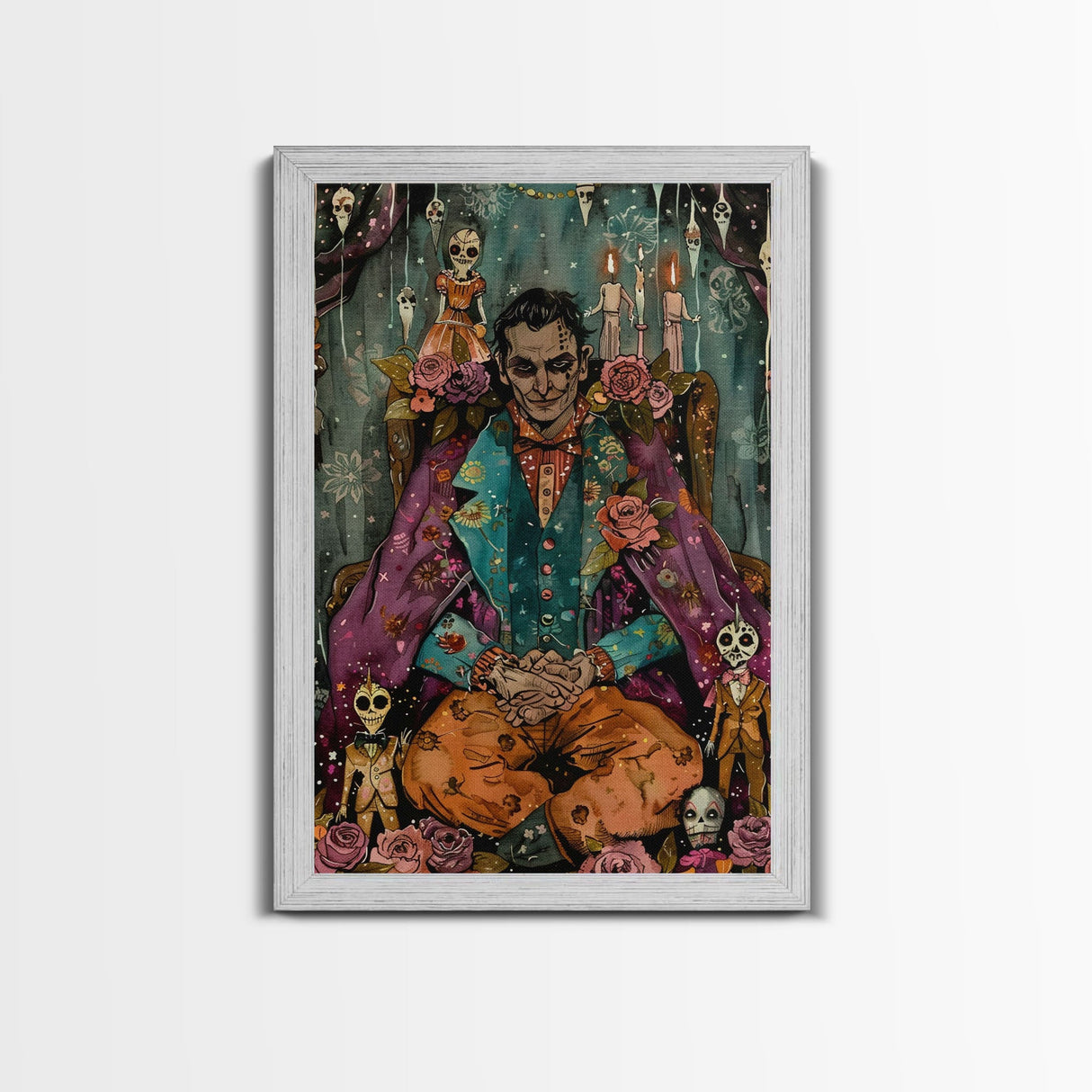 Macabre Doll Collector Framed Canvas Print | Halloween Art | Spooky Victorian Art | Creepy Doll Art for Home Decoration