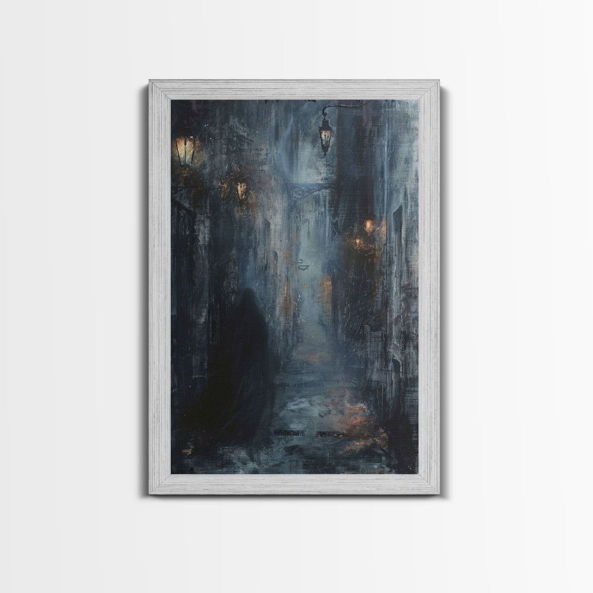 Shadowy Alley Canvas Print - Halloween Art, Spooky Home Decor, Dark Alley Wall Art Ghost Art Halloween Decor, Framed Canvas Print Creepy Art